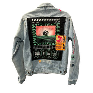 Trademark Brooklyn Cloth Men's Size Small Denim Blue Jacket New Age Graphic